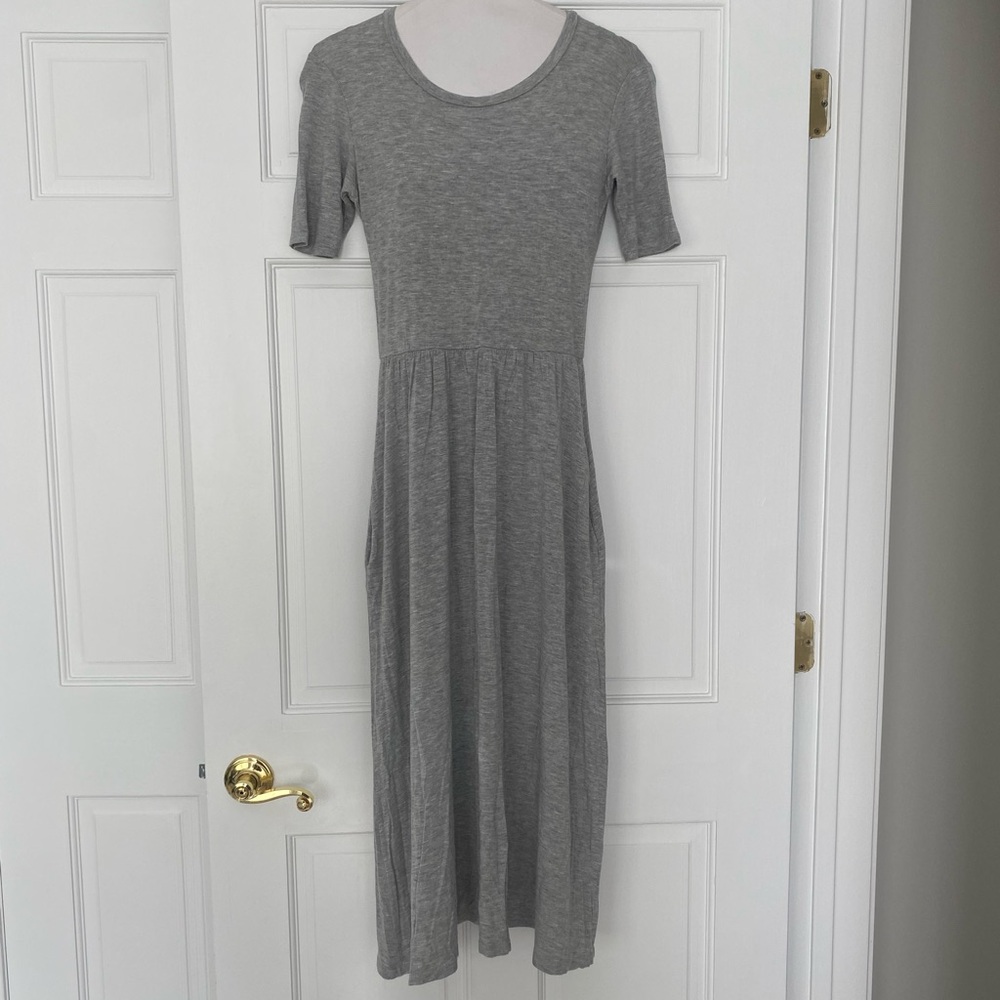 Promesa Gray Casual Midi Sundress with Short Sleeves